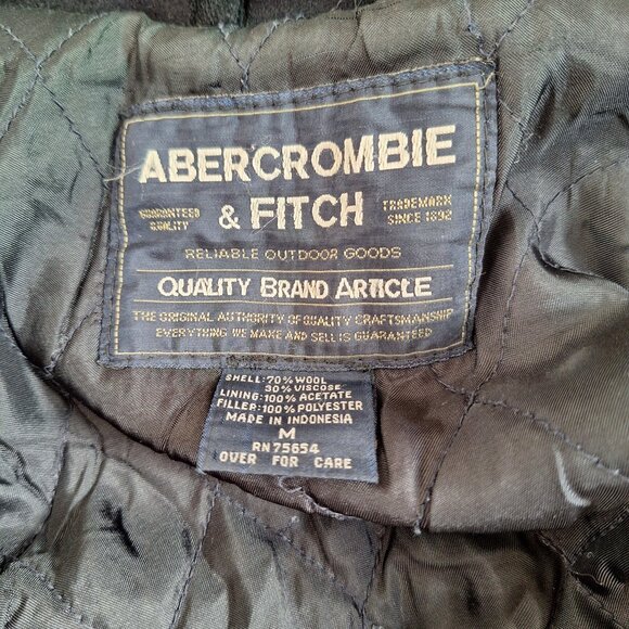Vintage Abercrombie & Fitch Wool bomber jacket zip navy preppy pea coat academia - Picture 4 of 10